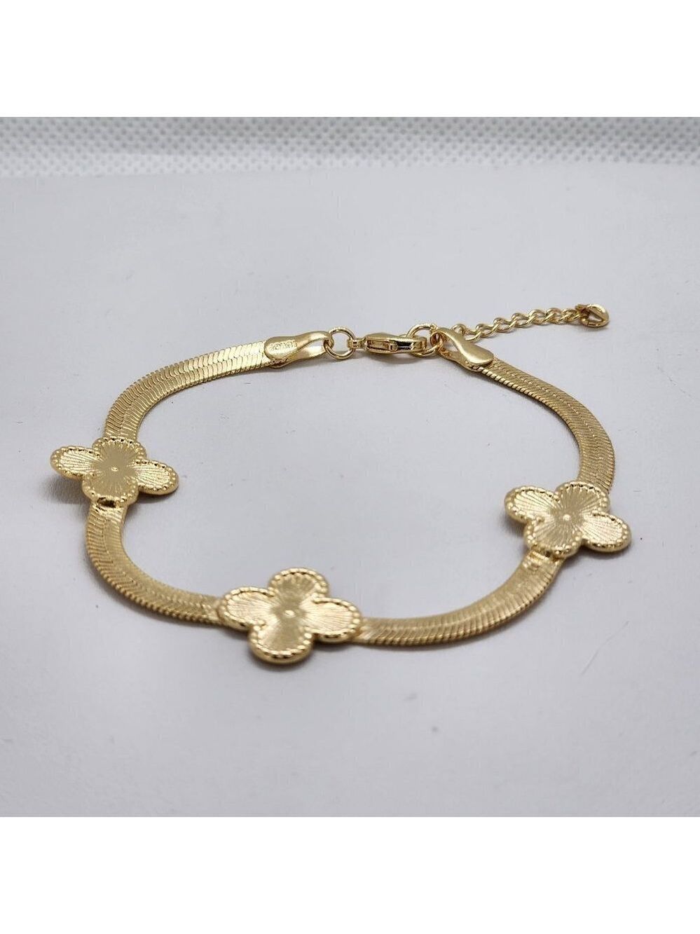 Brand New Brazilian 18k Gold Filled 3 Clover Bracelet - Picture 1 of 6